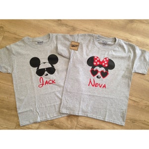 Mickey & Minnie With Sunglasses; Matching Family Disney Vacation T-Shirt; available in baby, toddler, youth and adult sizes!