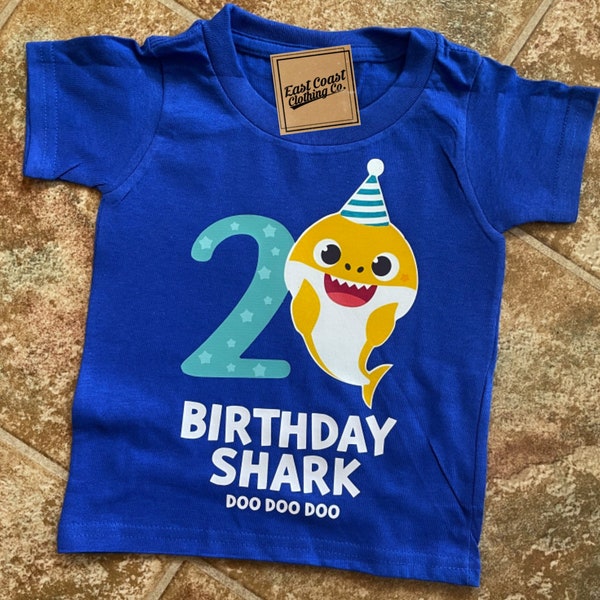 Camiseta temática Birthday Shark Baby Shark: ¡haz juego para toda la familia! ¡Disponible en todos los tamaños, desde recién nacido hasta adulto!