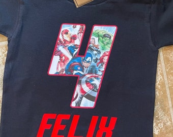 Super Hero Birthday Shirt - customize for any name and age for free!