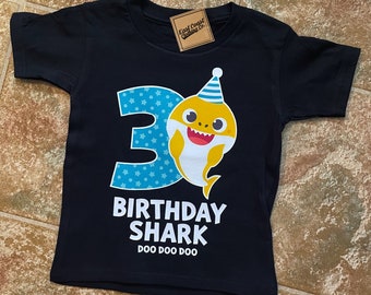 Birthday Shark Baby Shark Themed T-shirt - get matching for the whole family! Available in all sizes, newborn to adult!