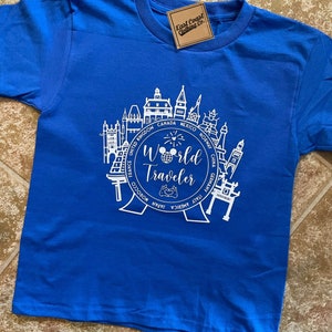 World Traveller; koszulka z nadrukiem Epcot Disney Vacation; dostępna w rozmiarach dla niemowląt, małych dzieci, młodzieży i dorosłych!