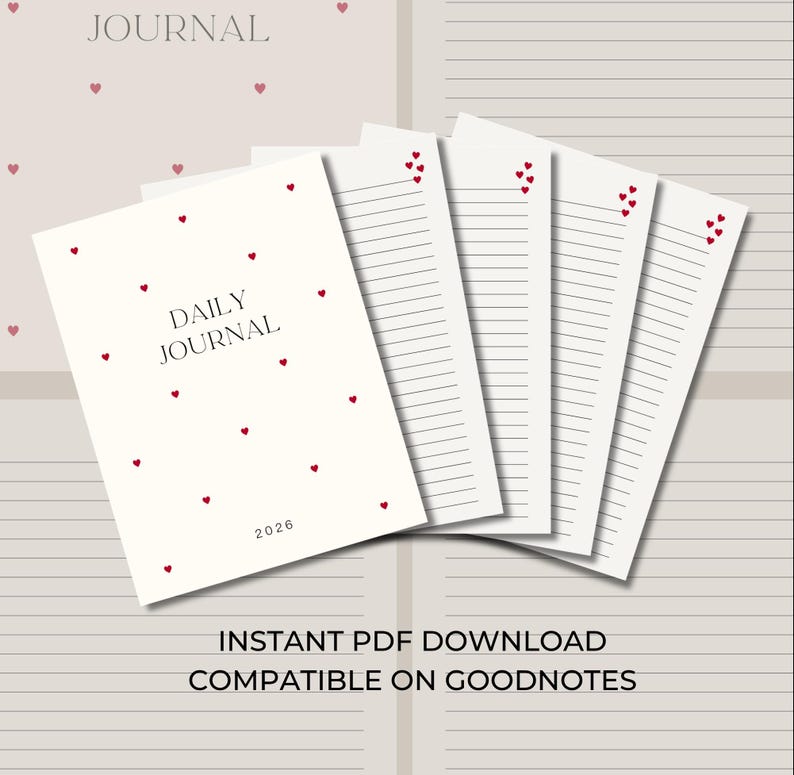 Journal Log Notes Daily Journal 2026 | Printable & Goodnotes Compatible | Minimal Daily ...