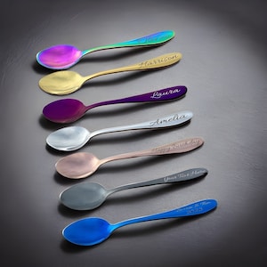 Personalised Tea Spoon Gift Heavy-Duty Metal Tea Spoon for Serving, Gifting, and Home Decor with Laser Engraved Signs on the Handles, image 10