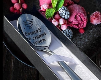 Engraved Ice Cream Spoon: Personalized Stainless Steel Teaspoon