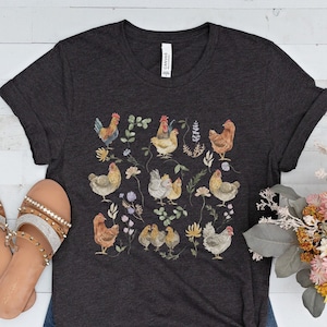 Huhn Shirt Wilde Blume Wilde Hühner Frauen Huhn Shirt Huhn Mutter Bauernhof Tier Hühnerstall Bauernhof Leben Huhn Dame T-Stück Huhn Liebhaber