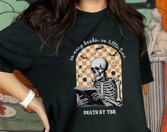 TBR（読書）による死 スケルトン読書Tシャツ、Booktokの読書好きへのギフト