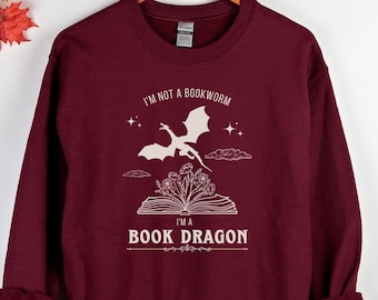 Book Dragon Sweatshirt: Reader Gift, Bookish Merch