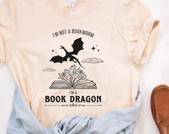 Camiseta de dragón de libros, regalo para amantes de los libros