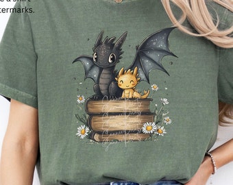Book Dragon Comfort Colors Shirt: Bookish Romantasy Reader Gift