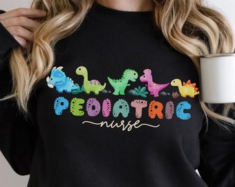 Pediatric Nurse Sweatshirt: Baby Dinosaurs Peds Crewneck