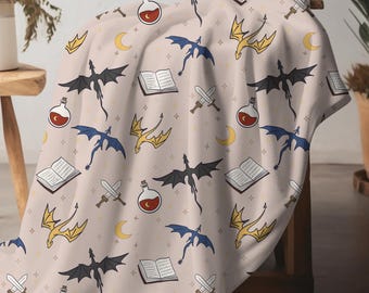Book Dragon Velveteen Plush Blanket | Cozy Romantasy Reading Throw