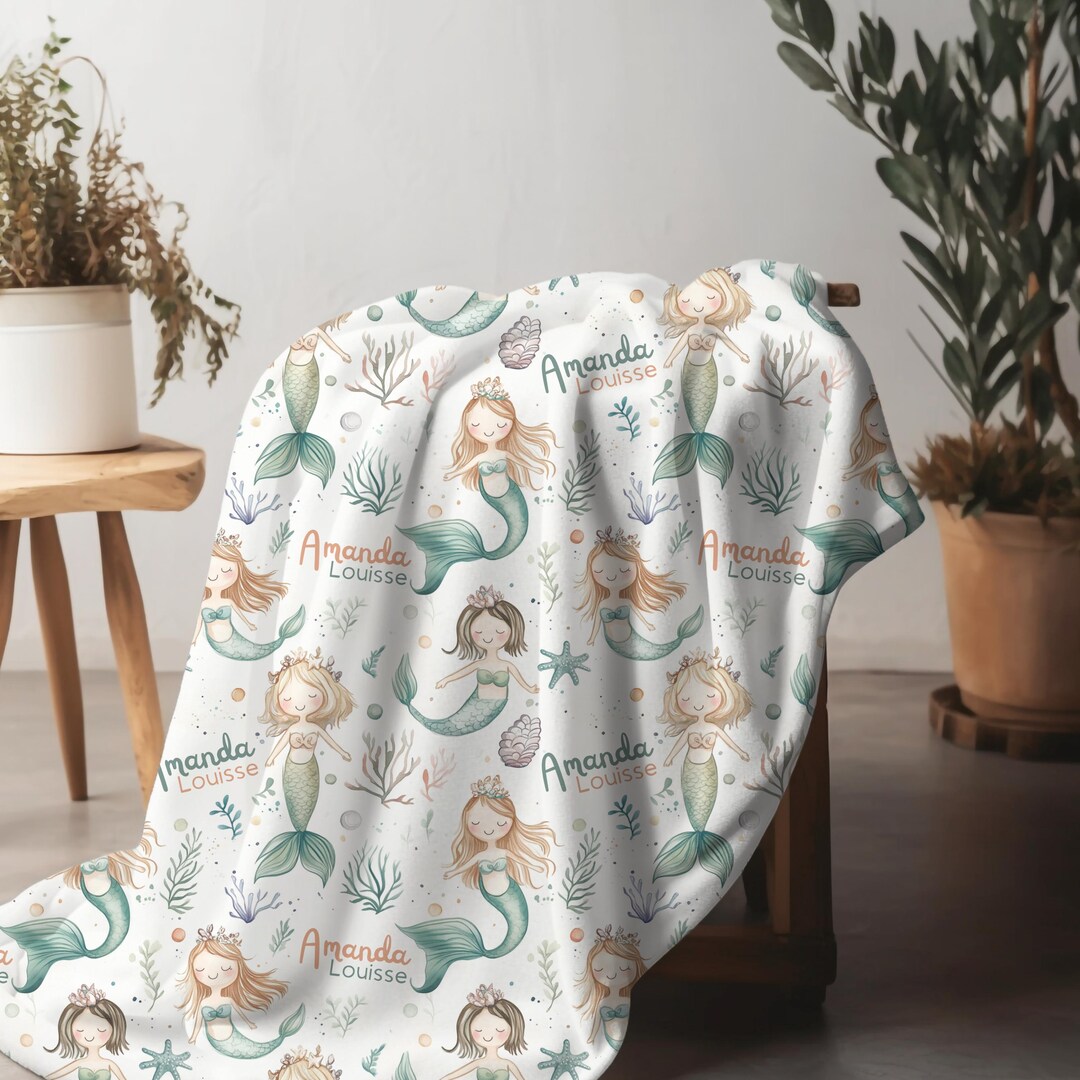 Personalized Mermaid Plush Blanket – Under the Sea Nursery Decor - Etsy