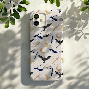 Funda para teléfono inspirada en la Cuarta Ala, funda para iPhone con diseño de Dragón de los Libros, regalo ideal para amantes de los libros, funda resistente con diseño de Libros y Dragones, regalo romántico.