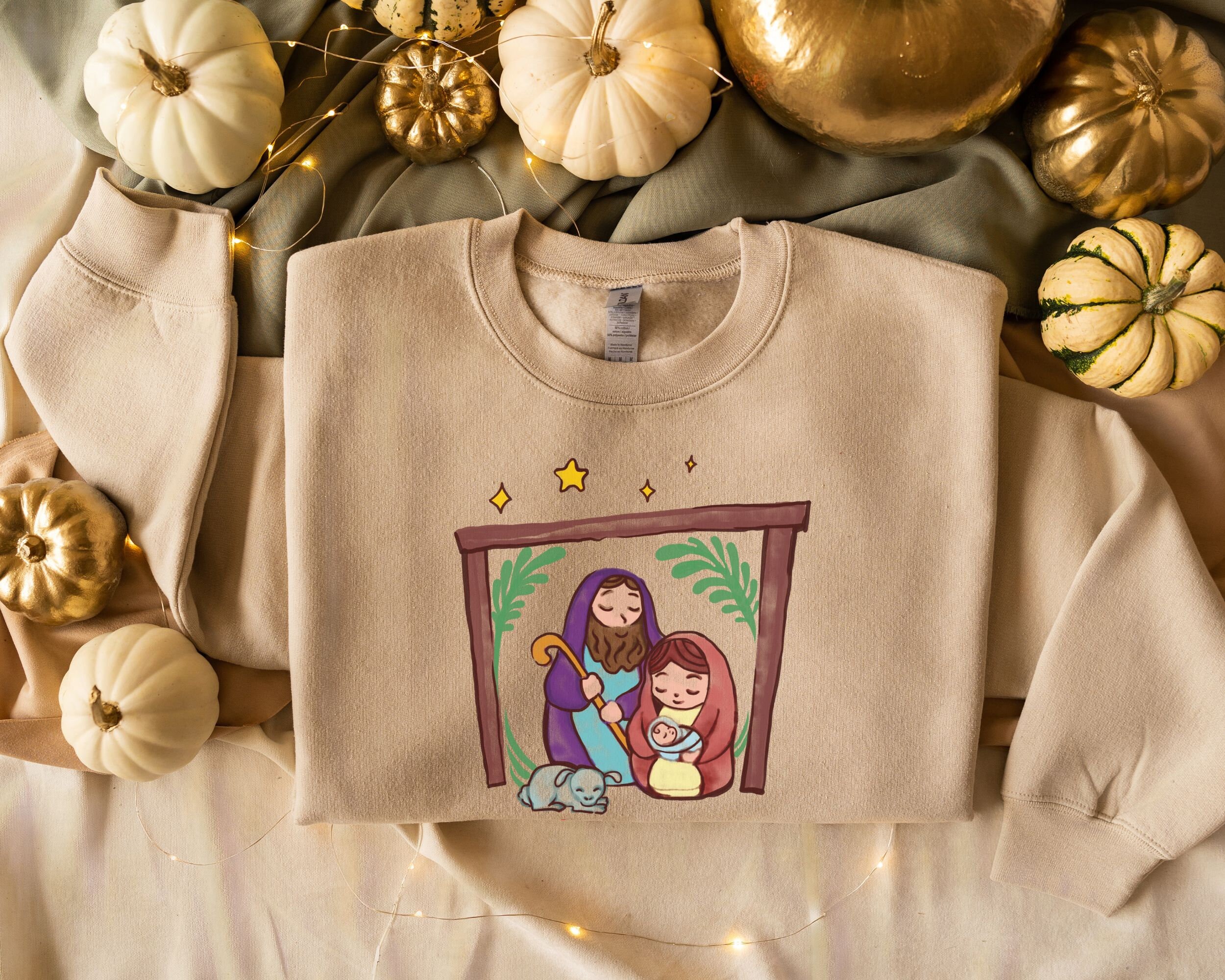 Nativity Sweatshirt Nativity Scene Sweater Christmas Nativity Etsy