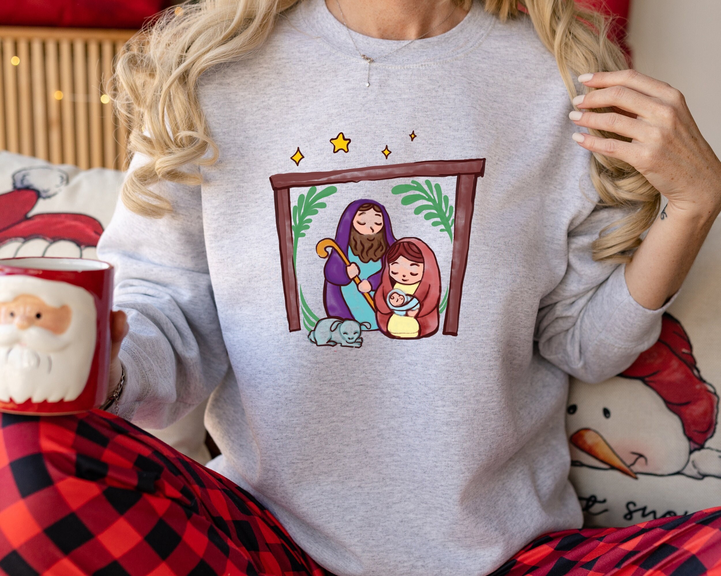 Nativity Sweatshirt Nativity Scene Sweater Christmas Nativity Etsy