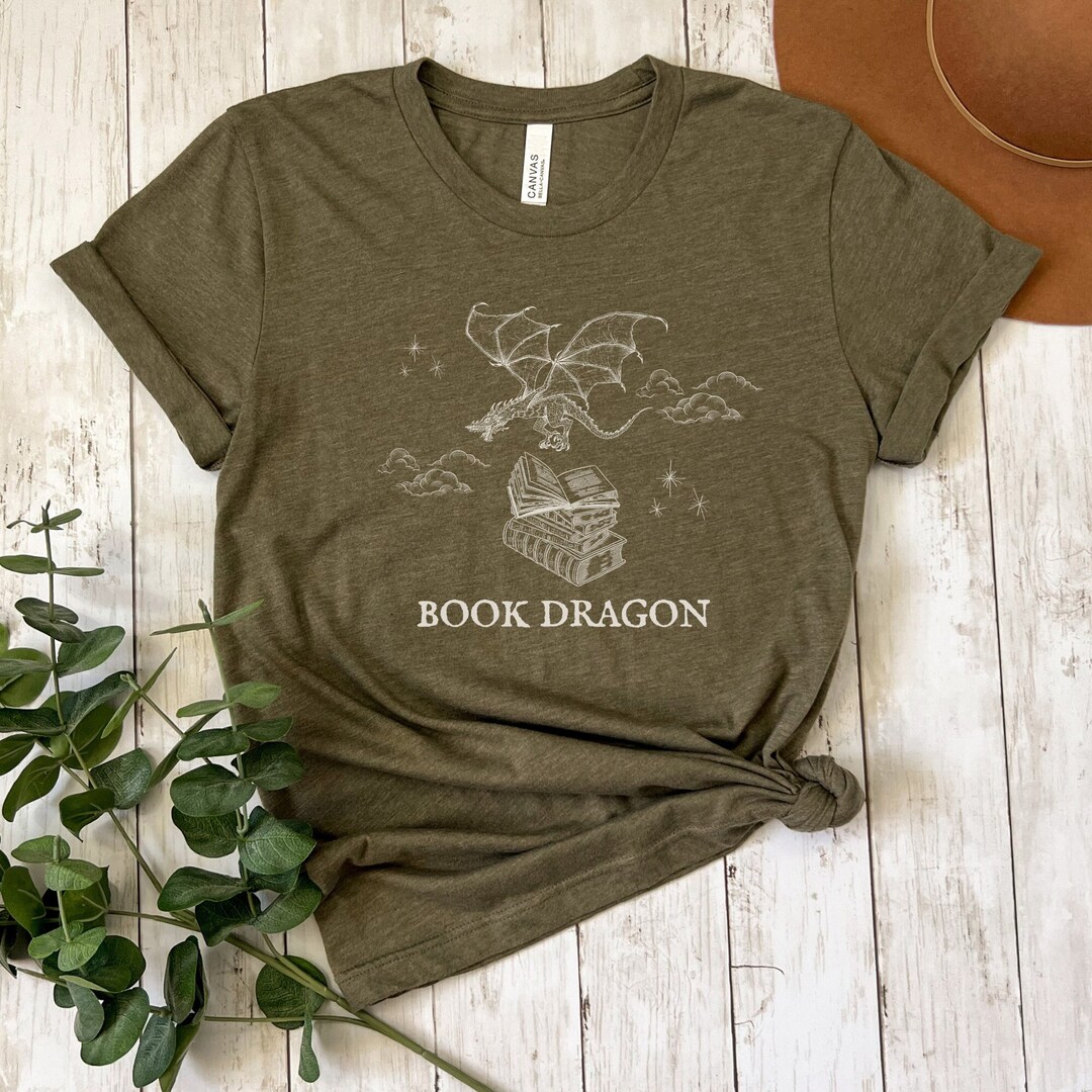 Book Dragon Tshirt Book Lover Gift, Bookish Merch Etsy