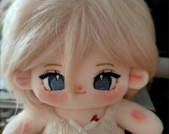 20cm Kawaii Smile Cotton Doll, White Hair Plush Doll