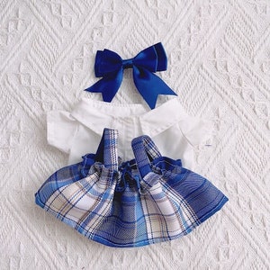 2colors 20cm plush doll JK dress, cotton doll dress suit， Hair band+dress+shirt