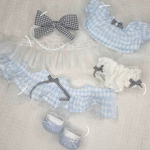 20cm Plush Doll Blue Cute Dress Suit, cotton doll clothes