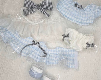 20cm Plush Doll Blue Cute Dress Suit, cotton doll clothes