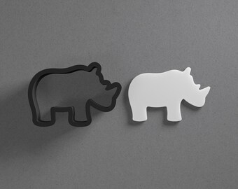 Rhino Rhinoceros Animal Polymer Clay Earring & Cookie Cutter, Pottery Tool