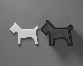 Gestileerde geometrische hond polymeerklei oorbel en koekjesvorm, pottenbakkerstool
