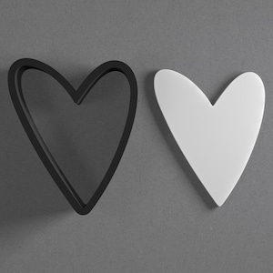 Skinny Whimsical Heart Polymer Clay Earring & Cookie Cutter, Pottery Tool
