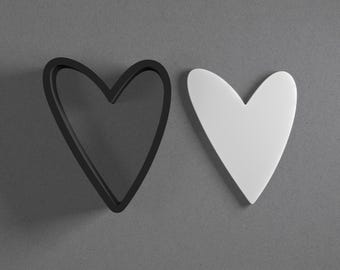 Skinny Whimsical Heart Polymer Clay Earring & Cookie Cutter, Pottery Tool