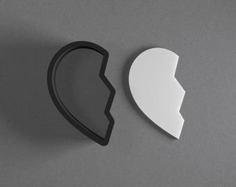 Broken Half Heart Polymer Clay Earring & Cookie Cutter, Pottery Tool