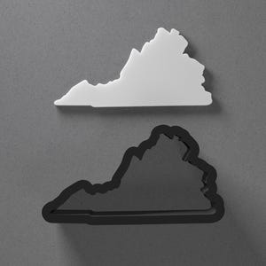Virginia USA State Shape Polymer Clay Cutter With Sharp Tapered Edge, Earring And Jewelry Tool For Mini Studs Or Pendant Set, Cookie Cutter