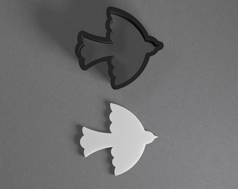 Eleganti orecchini in argilla polimerica a forma di uccello volante e tagliabiscotti, strumento per ceramica