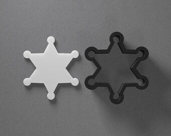 Sheriff's Badge Star Polymer Clay Earring & Cookie Cutter, Pottery Tool