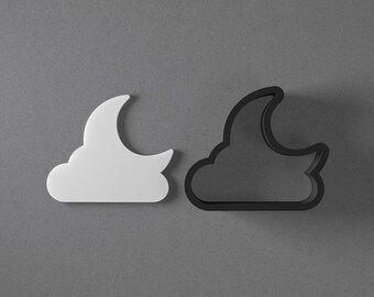 Boucles d'oreilles et emporte-pièce en pâte polymère Lune et nuages nuit, outil de poterie