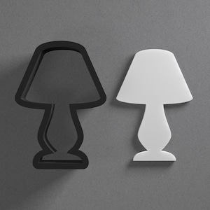 Lampa biurkowa, kolczyki z gliny polimerowej i foremka do ciastek, narzędzie do ceramiki