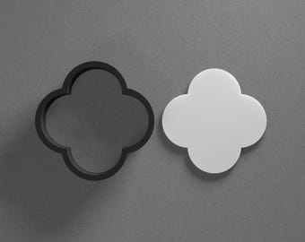 Quatrefoil Flower Stud Polymer Clay Earring & Cookie Cutter, Pottery Tool