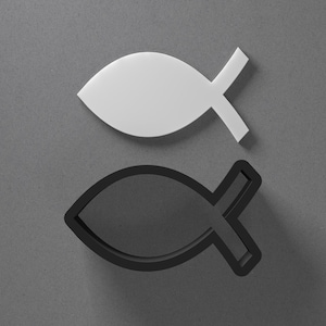 Pendiente de arcilla polimérica con forma de pez Jesús Ichthys y cortador de galletas, herramienta de cerámica