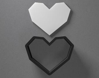 Geometric Heart Pixelated Polymer Clay Earring & Cookie Cutter, Pottery Tool