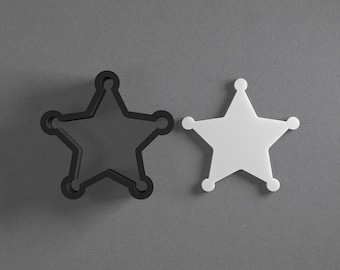 Sheriff's Star Badge Polymer Clay Earring & Cookie Cutter, Pottery Tool