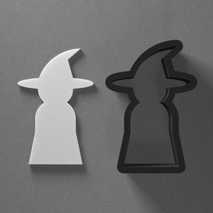 Cartoon heks polymeerklei uitsnijder met scherpe taps toelopende rand, oorbel en sieraden tool voor ministekers of hanger set, koekjesvormer