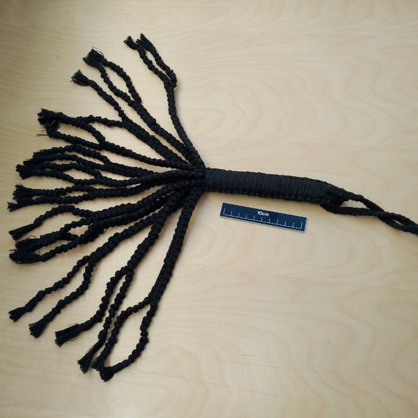 Macramé BDSM Flogger Negro con 12 Cuerdas con 24 dedos Mezcla de Algodón
