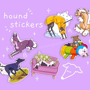 Greyhound Stickers Pack | whippet sticker, sighthound, greyhound art, gift for greyhound lover, greyhound christmas gift, greyhound sticker