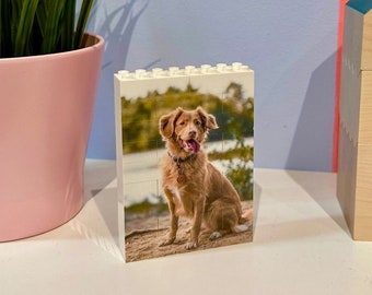 Kleiner Porträt-Fotoblock aus, LEGO® Steine, Personalisiert, WEISS, Baustein, Puzzle, Geschenk, Für Ihn, Geburtstag, Jahrestag