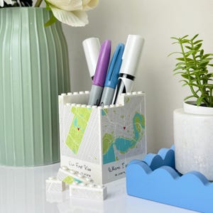 Personalisierte LEGO® Steine Schreibtisch Bleistifttopf, Geschenk für Ihn, Weiß, Ordentlich, Puzzle, Geschenk, Ihn, Hochzeit, Büro, Geschäft, stationär