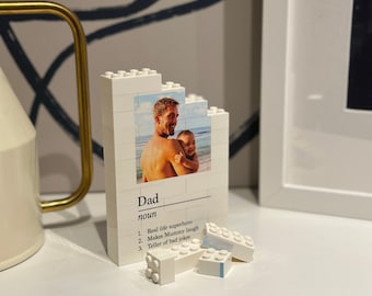 Personalised Dad LEGO® Brick Photo block, Gift for Dad, Noun, Building Block, Puzzle, Gift, Him, Dad, Father&#39;s Day, Message, List, Love