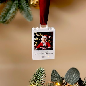 Personalised LEGO® Brick Polaroid Style Photo Block Bauble, Building Block, Puzzle, Christmas, Tree Decoration, Festive, Secret Santa