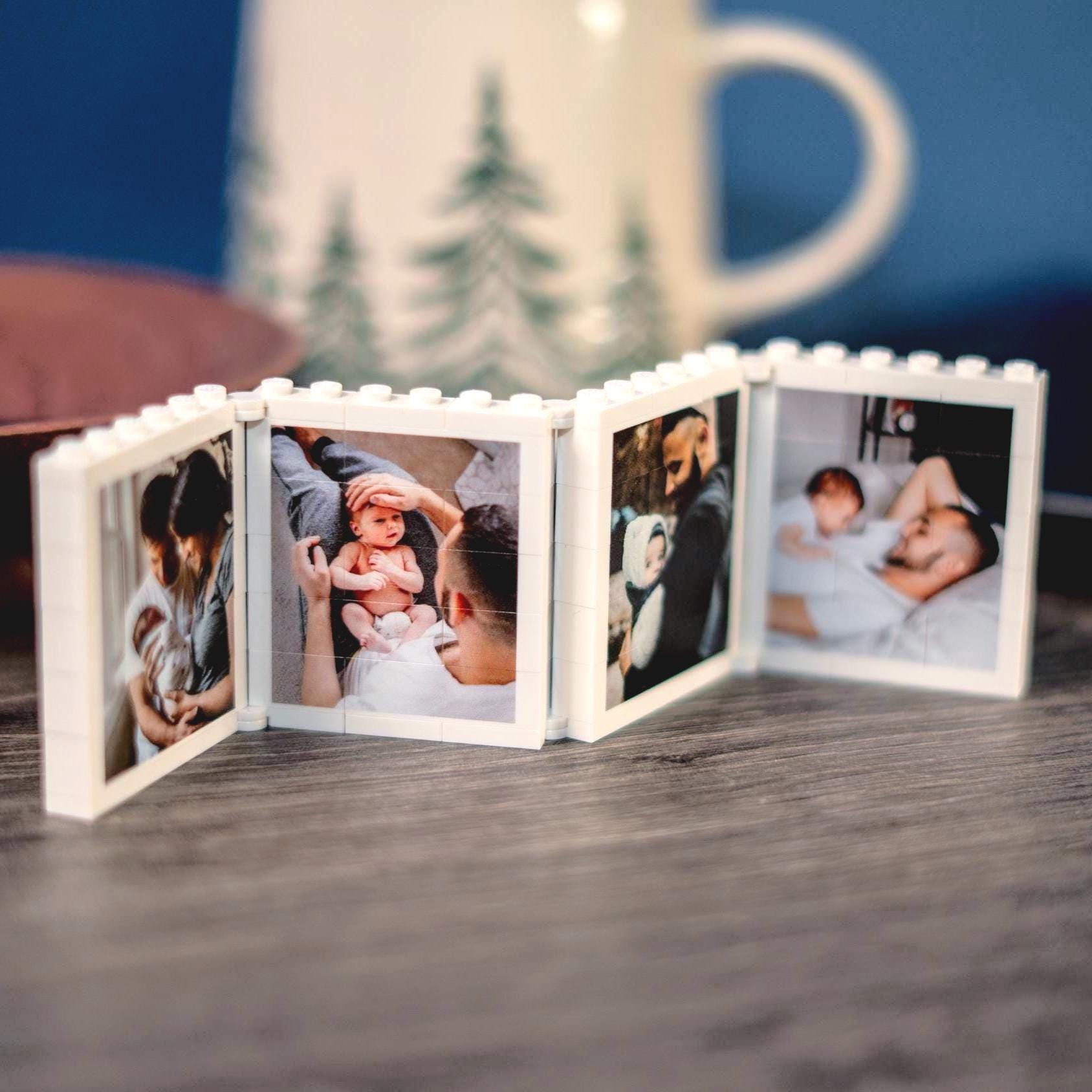 Personalised Fold-Out Daddy & Me LEGO® Brick Photo Block Gift Mini Photo Album Keepsake Gift for Dad, Puzzle, Him, Dad, Fathers Day, Grandad