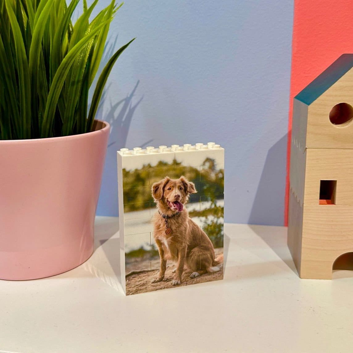 Small Portrait Photo Block made from, LEGO® Bricks, Personalised, WHITE, Building Block, Puzzle, Gift, Him, Birthday, Anniversary