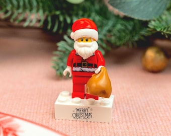 Merry Christmas LEGO® Brick with Santa Minifig, Stocking Filler, Secret Santa Idea, Christmas Present, Cracker, Figure, Mini Gift for Him