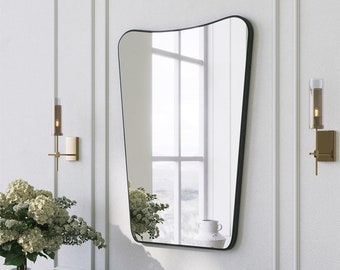 Italian Style Irregular Mirror, Wavy Asymmetrical Wall Mirror, Aesthetic Bathroom Mirror Home Decor, Hanging Mirror for Living Room