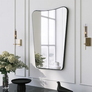 Italian Style Irregular Mirror, Wavy Asymmetrical Wall Mirror, Aesthetic Bathroom Mirror Home Decor, Hanging Mirror for Living Room